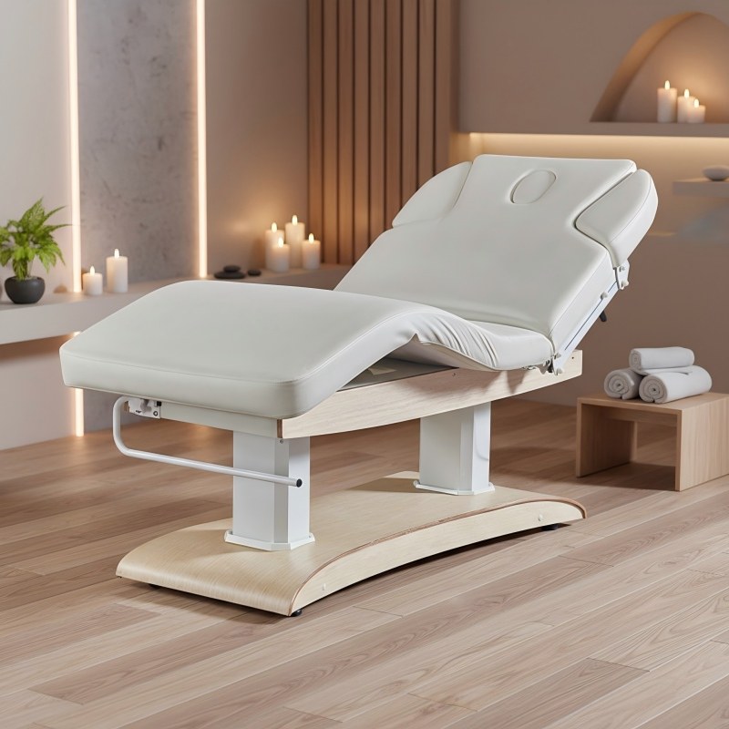 Health Wellness Clinic - Maßgefertigte Massageliege mit Holzmaserung Elektrischer Spa-Wellness-Tisch